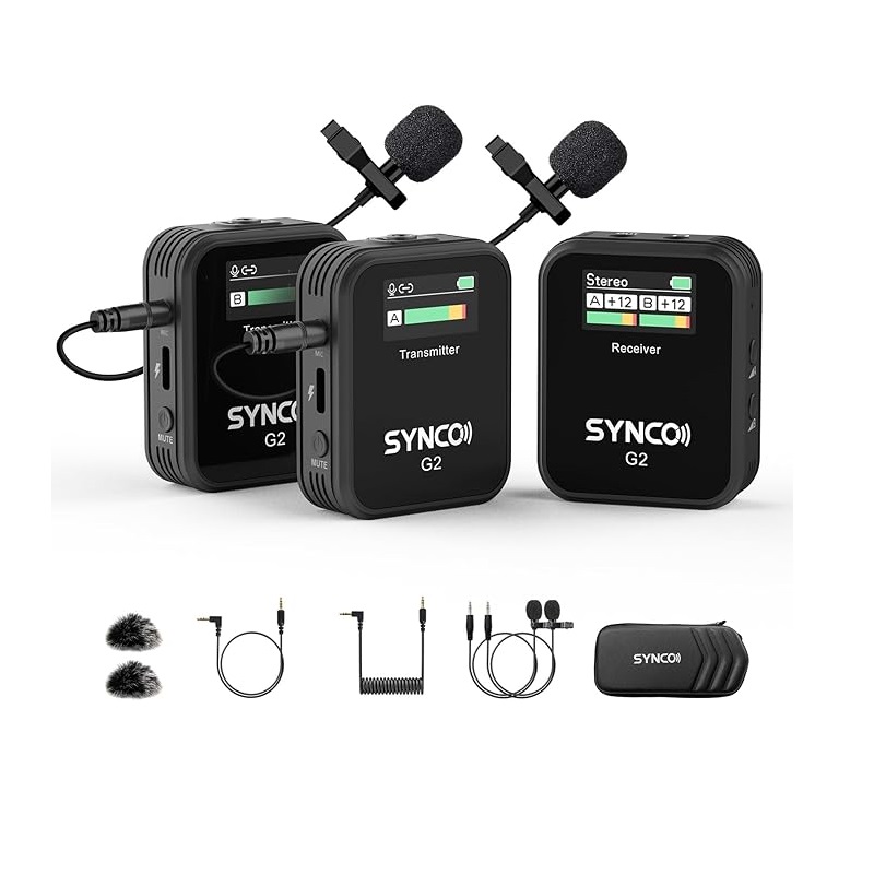 Condenser Microphone Kit - SYNCO draadloze lavaliermicrofoon, G2(A2) 2.4G dubbele